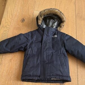 The North Face Dark Blue Jacket with Fur Hood